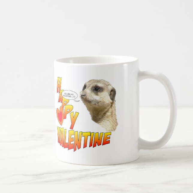 Happy Valentine Meerkat Mug 2 hearts in 1 (Right)