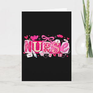 Happy Valentine Nurse Coquette Bow Heart Girl Wome Card