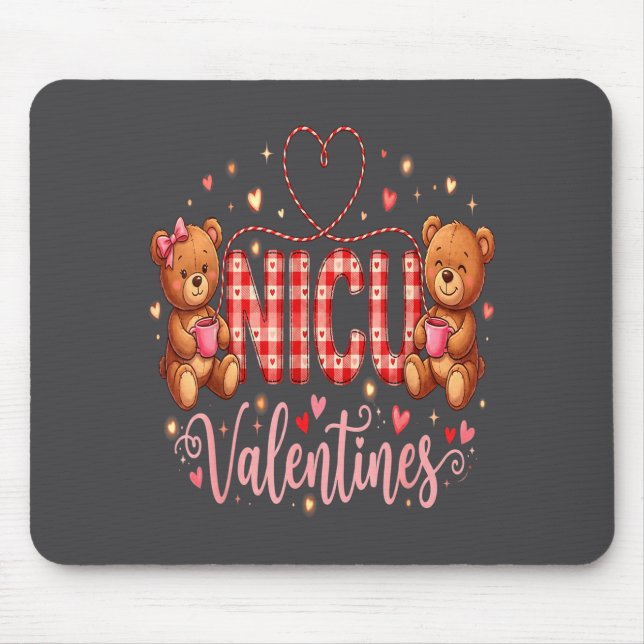 Happy Valentine Nurse Nicu Valentines Day Shirt Nu Mouse Mat (Front)