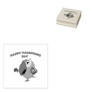 happy valentine parrot rubber stamp