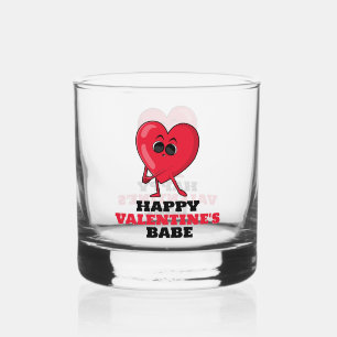 Happy Valentine’s Babe – Cute Heart Design Whiskey Glass