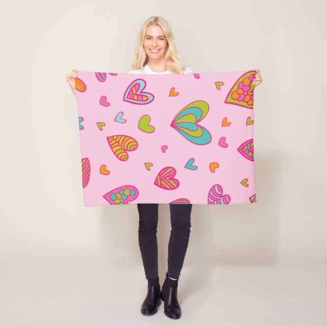Happy valentine`s day 2024 With Heart Love       Fleece Blanket (In Situ)