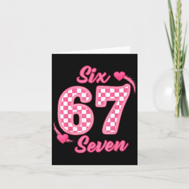 Happy Valentine’s Day 67 Meme Hearts Coquette Bow  Card (Front)