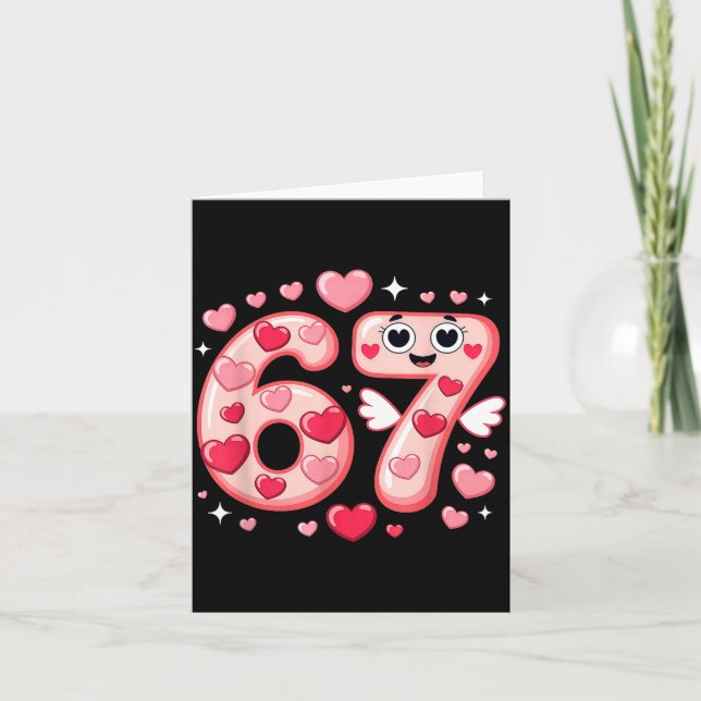 Happy Valentine’s Day 67 Meme Hearts Coquette Bow  Card (Front)