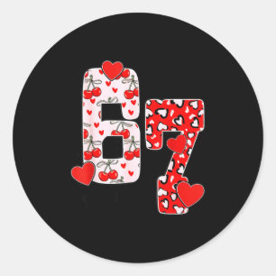 Happy Valentine’s Day 67 Meme Hearts Coquette Bow Classic Round Sticker