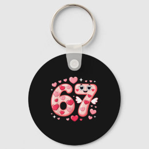 Happy Valentine’s Day 67 Meme Hearts Coquette Bow Key Ring