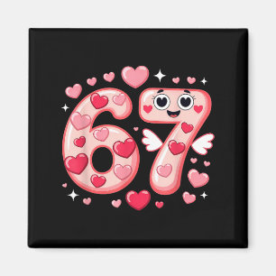 Happy Valentine’s Day 67 Meme Hearts Coquette Bow  Magnet
