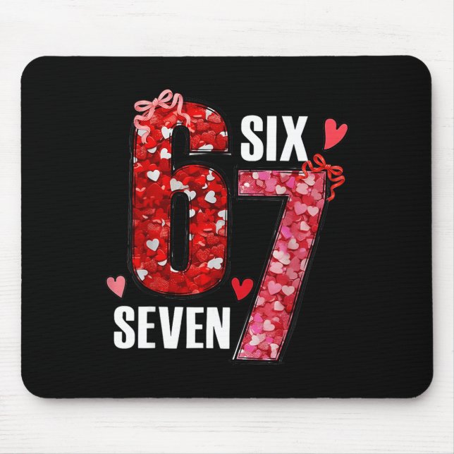 Happy Valentine’s Day 67 Meme Hearts Coquette Bow  Mouse Mat (Front)