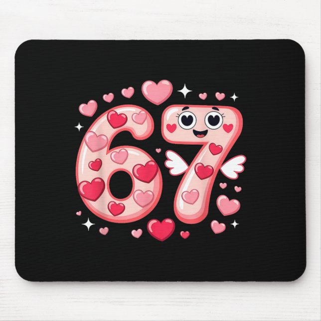 Happy Valentine’s Day 67 Meme Hearts Coquette Bow  Mouse Mat (Front)