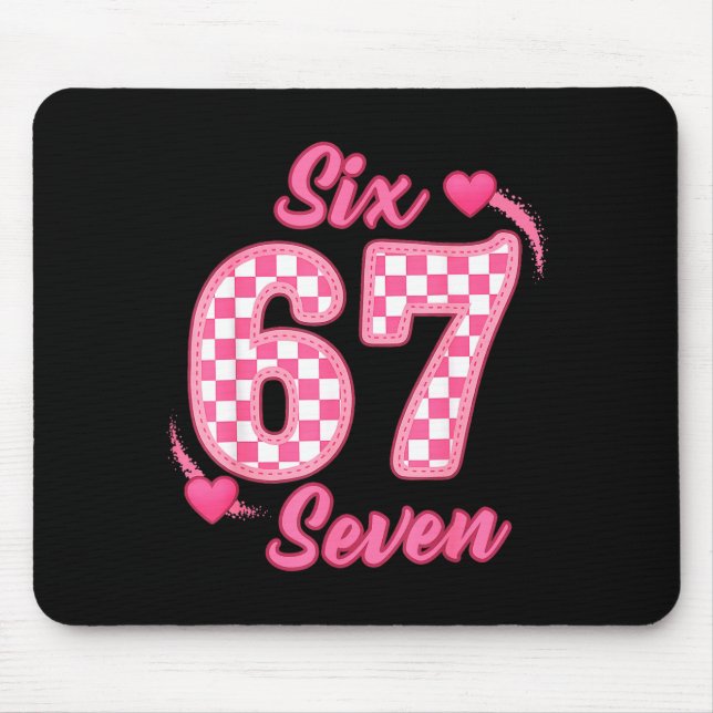 Happy Valentine’s Day 67 Meme Hearts Coquette Bow  Mouse Mat (Front)