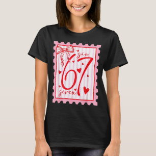 Happy Valentine’s Day 67 Meme Hearts Coquette Bow  T-Shirt