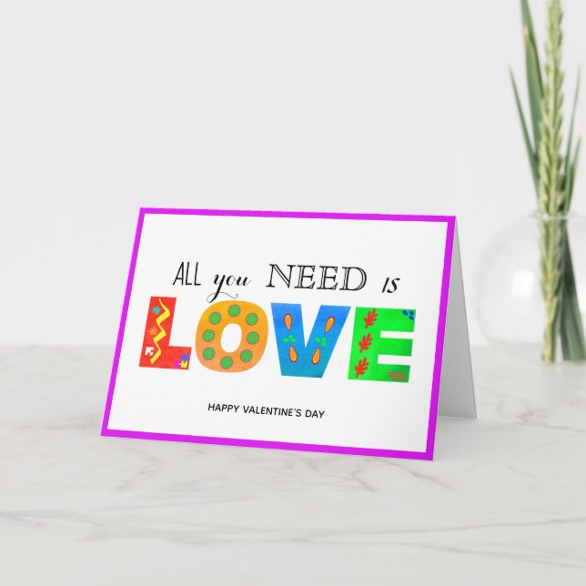 Happy Valentine’s Day-All U need is LOVE Geometric Card (Front)