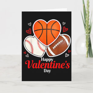Happy Valentine’s Day Basketball Football Valentin Card