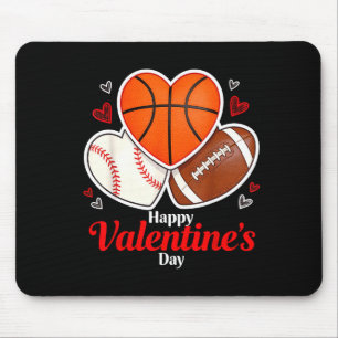 Happy Valentine’s Day Basketball Football Valentin Mouse Mat
