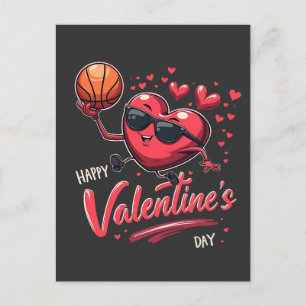 Happy Valentine’s Day Basketball Lovers Postcard