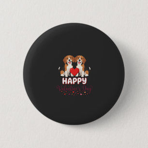 Happy Valentine’s Day Beagle Couple 6 Cm Round Badge