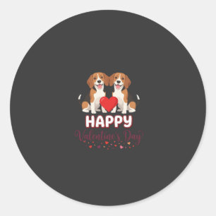 Happy Valentine’s Day Beagle Couple Classic Round Sticker
