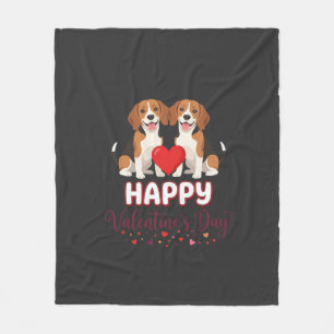 Happy Valentine’s Day Beagle Couple Fleece Blanket