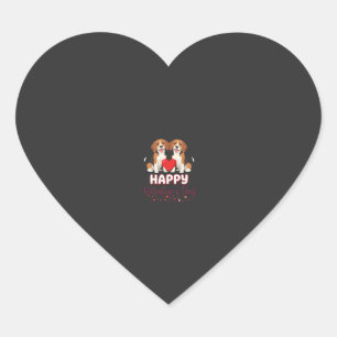 Happy Valentine’s Day Beagle Couple Heart Sticker
