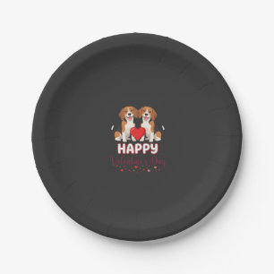 Happy Valentine’s Day Beagle Couple Paper Plate