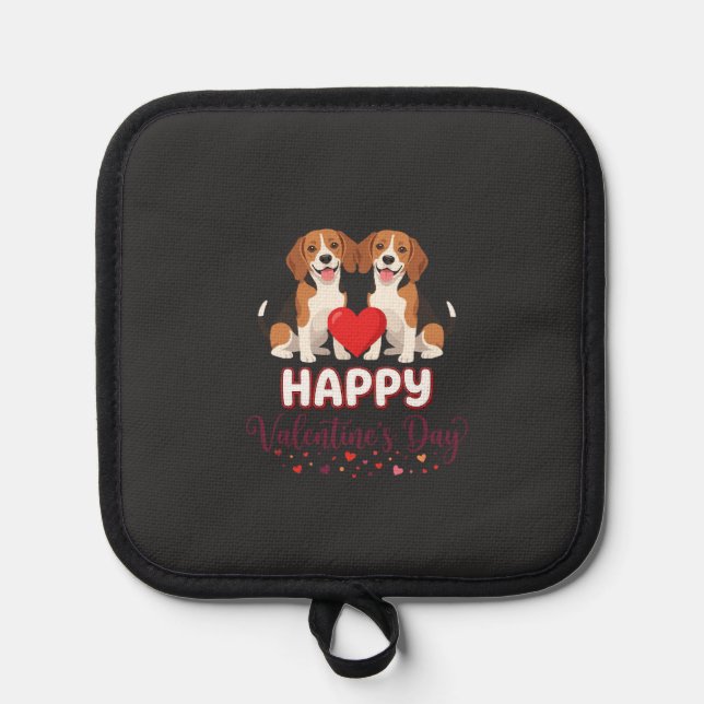 Happy Valentine’s Day Beagle Couple Pot Holder (Front)