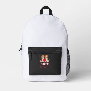 Happy Valentine’s Day Beagle Couple Printed Backpack