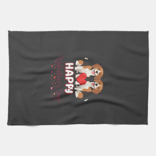 Happy Valentine’s Day Beagle Couple Tea Towel
