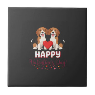 Happy Valentine’s Day Beagle Couple Tile
