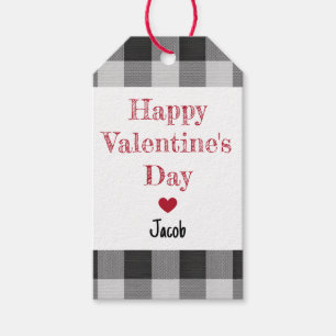 Happy Valentine’s Day Buffalo Plaid Classroom Boy Gift Tags
