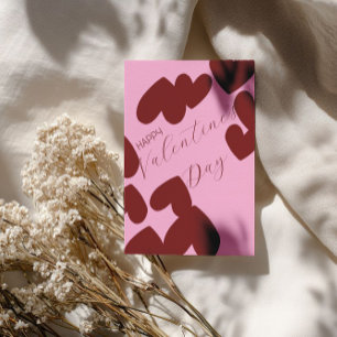 Happy Valentine’s Day – Burgundy Hearts on Pink Holiday Card