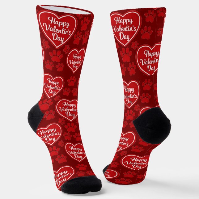 Happy Valentine’s Day Cat Lover Socks (Angled)