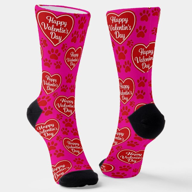 Happy Valentine’s Day Cat Lover Socks (Angled)