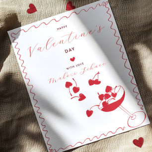 Happy Valentine’s Day – Cherry Hearts in Cocktail  Holiday Card