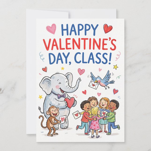 Happy Valentine’s Day Class - Classroom Valentines Holiday Card (Front)