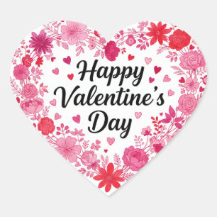 Happy Valentine’s Day Classic Round Heart Sticker 
