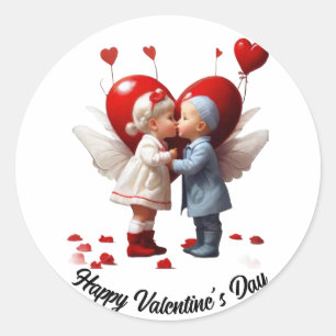 Happy Valentine’s Day custom valentines Classic Round Sticker