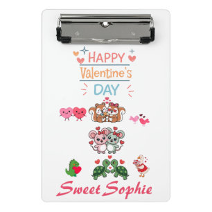 Happy Valentine’s Day Cute Animal Couples Mini Clipboard