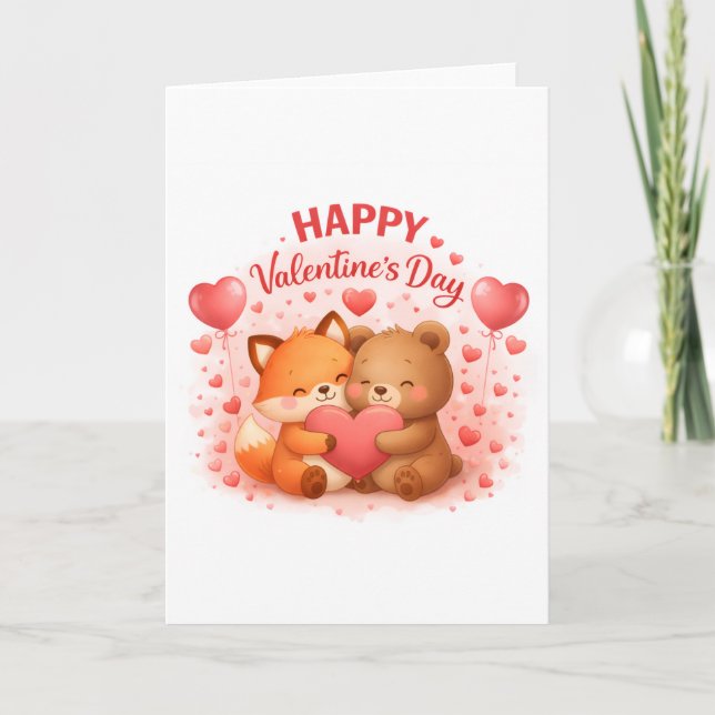Happy Valentine’s Day Cute Design  Card (Front)