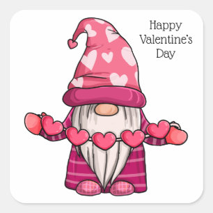 Happy Valentine’s Day Cute Gnome Square Sticker