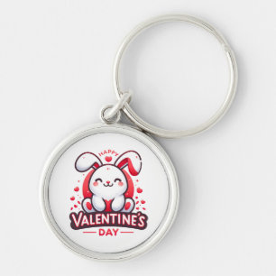 Happy Valentine s Day Cute Rabbit Key Ring