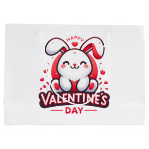 Happy Valentine s Day Cute Rabbit Large Gift Bag