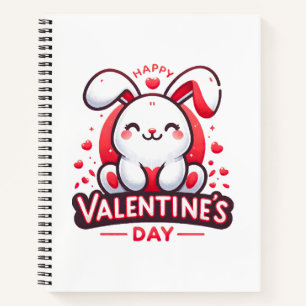Happy Valentine s Day Cute Rabbit Notebook