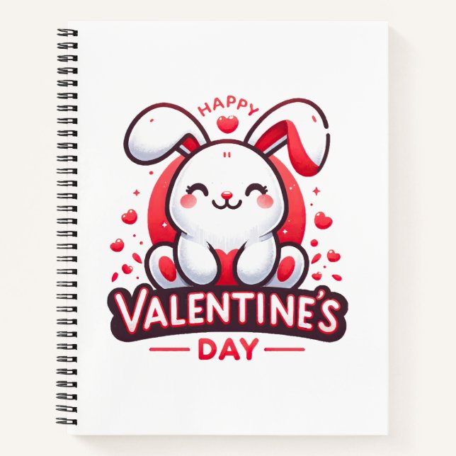 Happy Valentine s Day Cute Rabbit Notebook (Front)