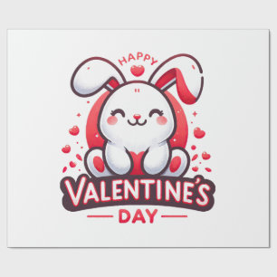 Happy Valentine s Day Cute Rabbit Wrapping Paper