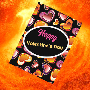 Happy Valentine’s Day Dazzling Gradient Gem Hearts Holiday Card
