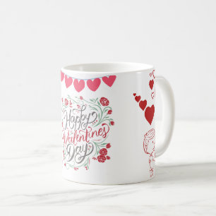 Happy Valentine’s Day Floral Heart Mug
