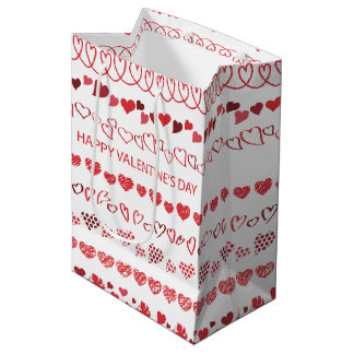 Happy Valentine’s Day Hearts Romantic Holiday Medium Gift Bag
