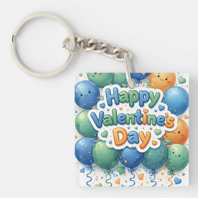 Happy Valentine’s Day Keychain | Romantic Love Key (Front)