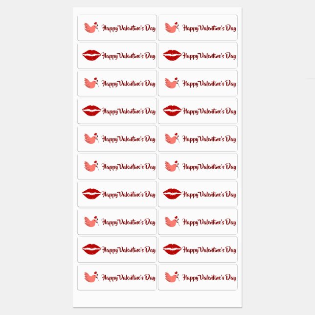 Happy Valentine’s Day Labels with Cute Icons (Sheet)