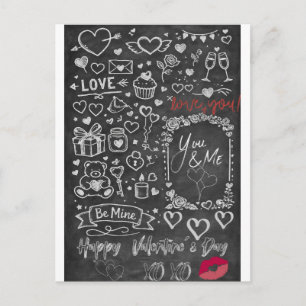 Happy Valentine´s Day - Love chalkboard Postcard